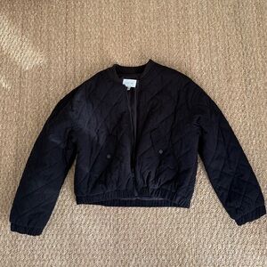 Cropped Quilted Bomber Jacket – Black size L